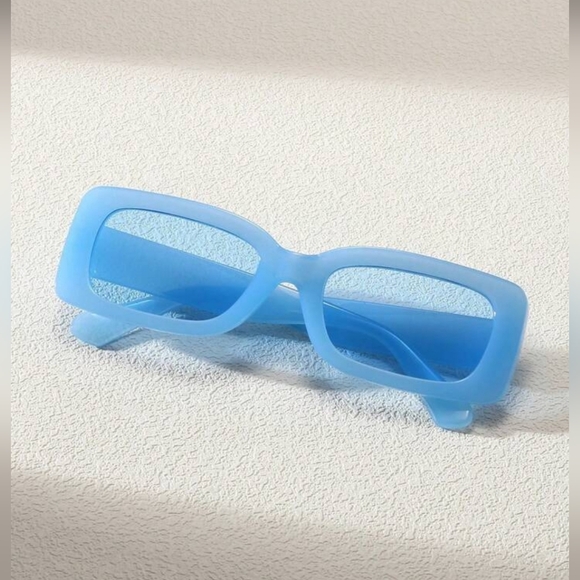 1pc Plastic Square Baby Blue Decorative Unisex Fashion Glasses - Picture 3 of 6